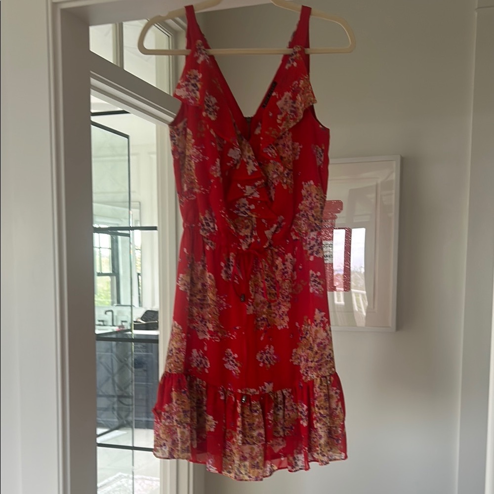 Floral Red Sleeveless Dress